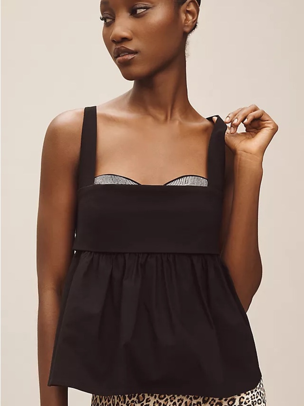 Maeve Peek-A-Boo Square-Neck Empire Top